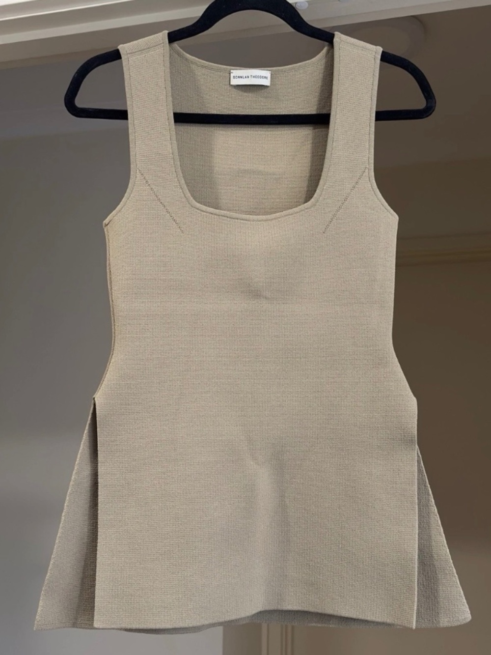 Scanlan Theodore Heavy Crepe Knit Top Tank Army Viscose Blend VGC Size S